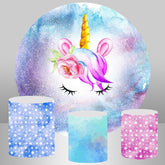 Traum Farbe Blumen Und Einhorn Baby Dusche Runden Hintergrund